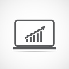 Growing chart on laptop screen. Vector illustration