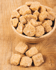 Cubes of sugar - brown sugar cane.