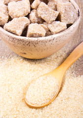 Cubes of sugar - brown sugar cane.
