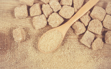 Cubes of sugar - brown sugar cane.