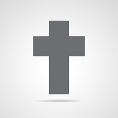 Obraz premium Gray Christian cross icon. Vector illustration.