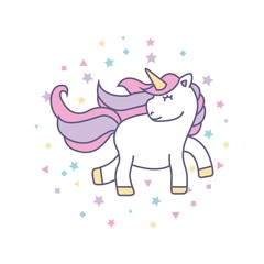 drawing cute unicorn icon vector illustration design