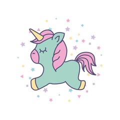 Obraz na płótnie Canvas drawing cute unicorn icon vector illustration design