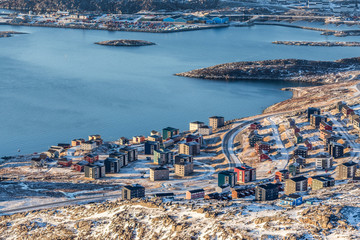 View from above to the streets and buildings of Nuuk, Greenland © vadim.nefedov