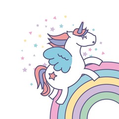 drawing cute unicorn icon vector illustration design