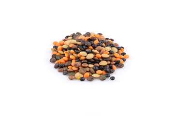 Lentils mix on a white background