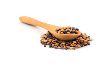 Lentils mix on a white background