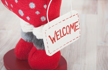 Christmas decoration with welcome signboard