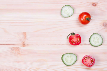 Fresh vegetables on wood desk