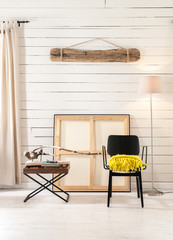 frame chair and wood decor