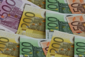 banknotes 100, 200, 500, 50 euro