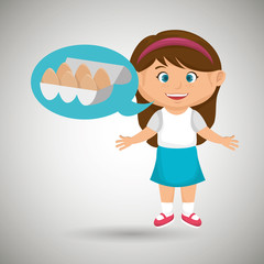 girl cartoon eggs health food vector illustration eps 10