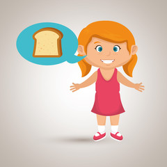 girl cartoon bread slice vector illustration eps 10