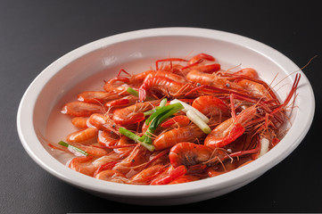 Boiled shrimps with salt
