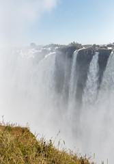 The Victoria falls is the largest curtain of water in the world  (1708 meters wide). The falls and the surrounding area is the National Parks and World Heritage Site - Zambia, Zimbabwe