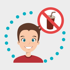 man cartoon fast food prohibited vector illustration eps 10