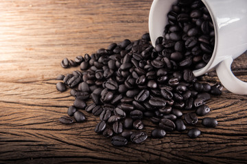 coffee cup and coffee beans