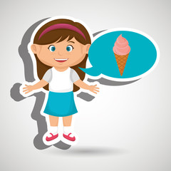 girl cartoon ice cream vector illustration eps 10
