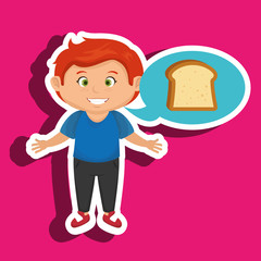 boy cartoon bread slice vector illustration eps 10