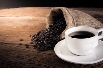 coffee cup and coffee beans