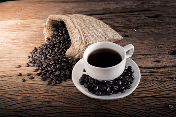 coffee cup and coffee beans