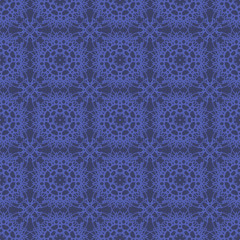 Blue Ornamental Seamless Line Pattern. Endless Texture. Oriental Geometric Ornament