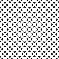 Vector monochrome seamless pattern. Abstract repeat geometric texture, simple black shapes on white backdrop. Endless background, retro style. Design element for printing, stamping, decoration, web