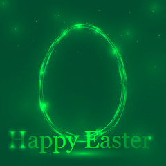 Happy Easter. Happy Easter green background with egg, illustration.