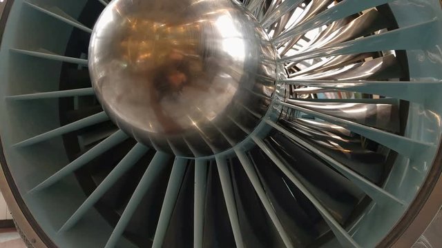 Detailed exposure of a turbo jet engine.