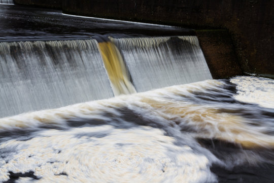 Water cascading over weir,  Avon Dam, Dartmoor