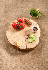 fresh vegetables on the wooden table
