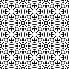 Vector seamless pattern with simple geometric figures. Black & white illustration of lattice, oriental arabesque style. Endless abstract background, repeat tiles. Design for decoration, digital, print