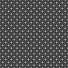 Vector seamless pattern with simple geometric figures. Black & white illustration of lattice, oriental style. Dark abstract repeat background. Design element for prints, decoration, textile, furniture