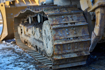 Rusty bulldozer tracks