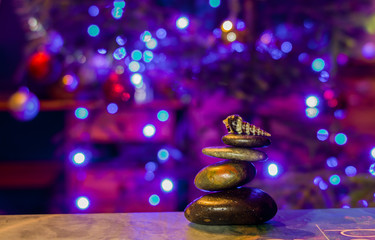 Shell on stones with colourful backround.