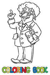 Coloring book of funny scientist or inventor