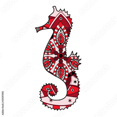 Download "Vector illustration of a colored seahorse mandala ...