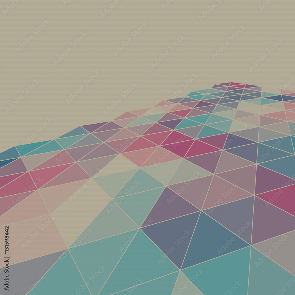 Poster retro template with faded color triangles