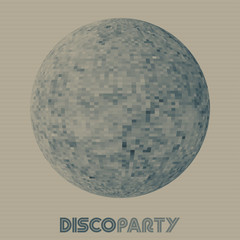 Disco ball on a paper. Design element for party flyer