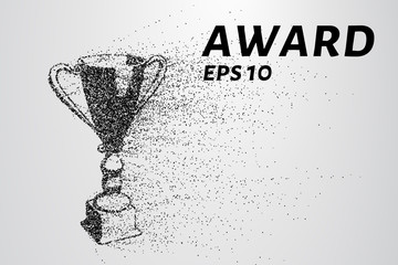 The award of the particles. Sports trophy consists of circles and points. Vector illustration