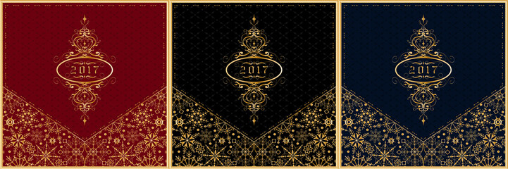 New Year 2017 greeting card set. Vector.