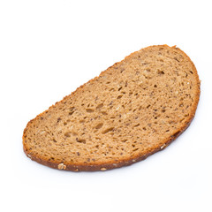 Slices of rye bread isolated on white background.