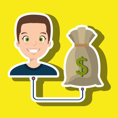 man cartoon bag money dollar vector illustration eps 10