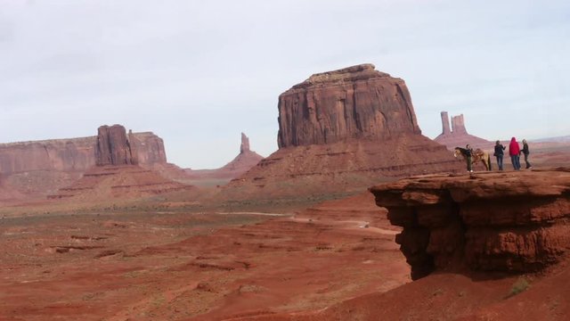 Timelapse of People at John Wayne point, in mountain valley, on the border of Arizona and Utah, In United states of America