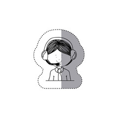 Man operator icon. Call center technical service online and support theme. Isolated design. Vector illustration