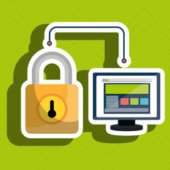web page padlock secure screen vector illustration eps 10