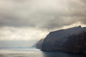 Fototapeta na wymiar view of the cloudy cliffs of Los Gigantes in Tenerife, Canary Islands, Spain
