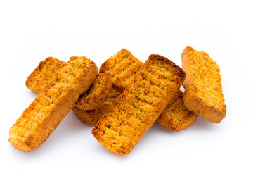 Crumbs of bread croutons. Eco food.