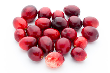 Cranberries top view. Red, ripe cranberries macro view.