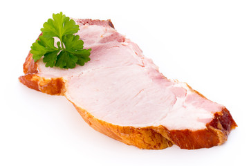 Pieces of pork meat, isolated on white background.